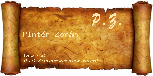 Pintér Zorán névjegykártya